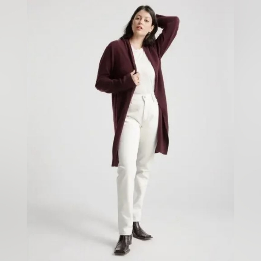 .. Quince Mongolian Cashmere Duster, Burgundy (S) - Picture 7 of 12
